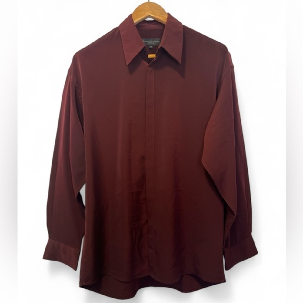 Vroom & Dreesmann Munich Men Medium Dutch Long Sleeve Silky Hidden Button‎ Shirt